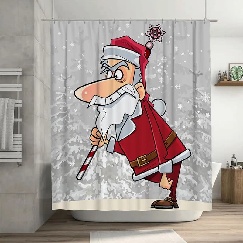 TU Babbo Natale Tenda da doccia Vacanze di Natale Decorazioni per il bagno Festivo Modello natalizio Tessuto impermeabile Decorazioni per la casa Regalo