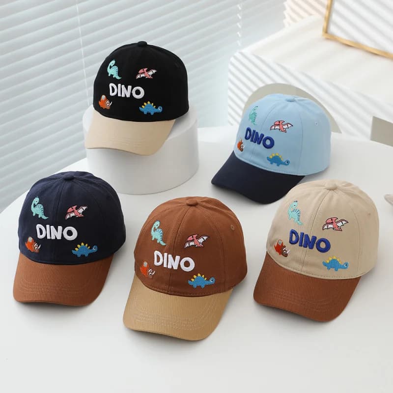 Cappellino da Baseball per Bambini con Dinosauro, Versione Colorata con Ricamo, Nuovo Cappello Cartoon per Primavera e Autunno
