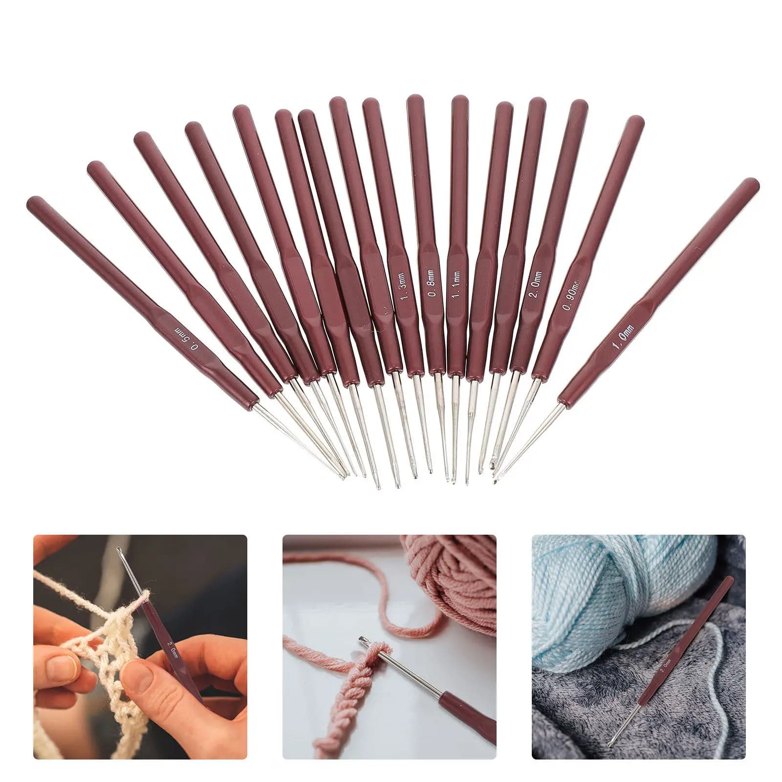 Set of 16 plastic and aluminum hooks for beginners, smooth and convenient knitting needles for yarn, DIY weaving tools and handicrafts