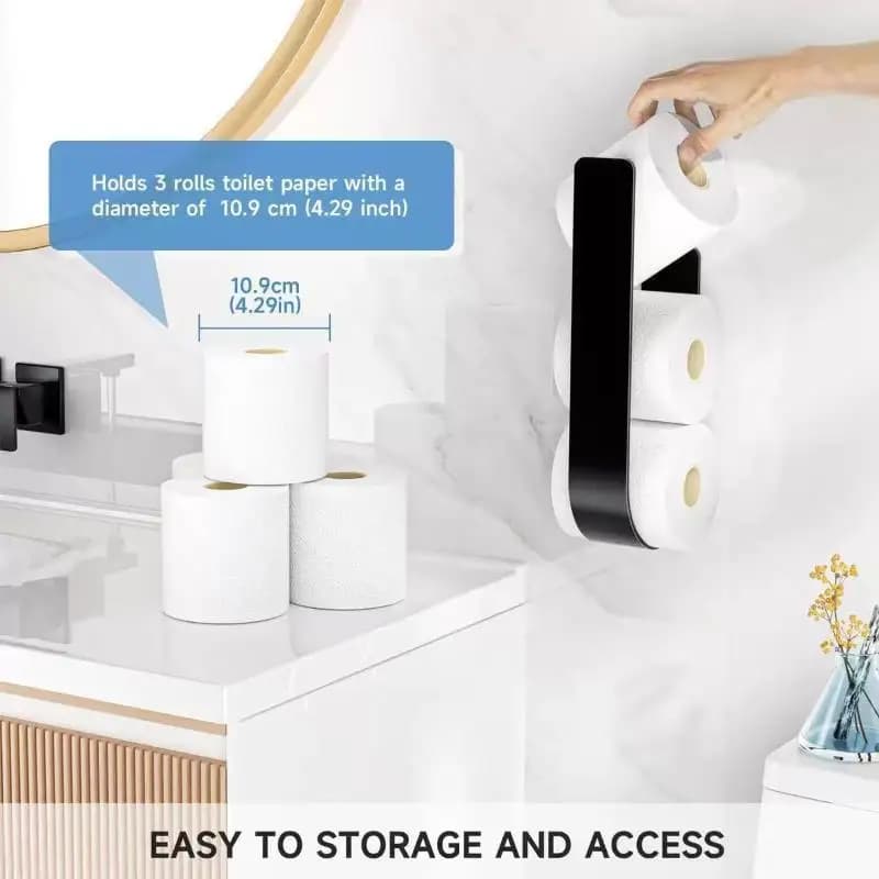 Wall Hanging Toilet Paper Holder Metal Storage Bathroom Paper Holders Suitable 3 Rolls Tissue Rack Space Saving Kitchen U Shaped