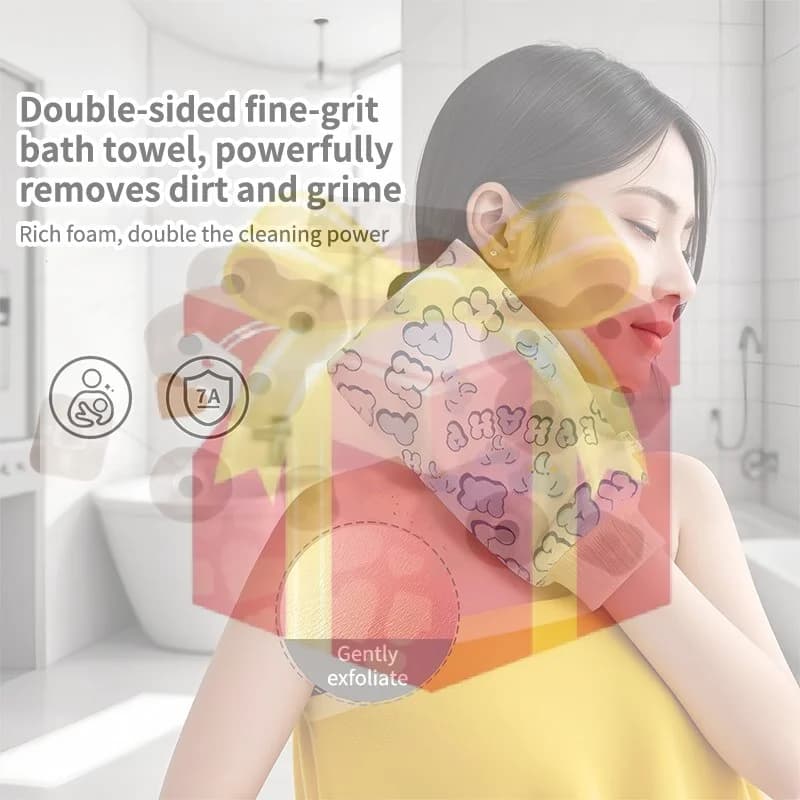 【HG】Asciugamano/guanto/asciugamano da bagno abrasivo a doppia faccia per la pulizia, per adulti, ispessito, realizzato in materiale poliestere-cotone