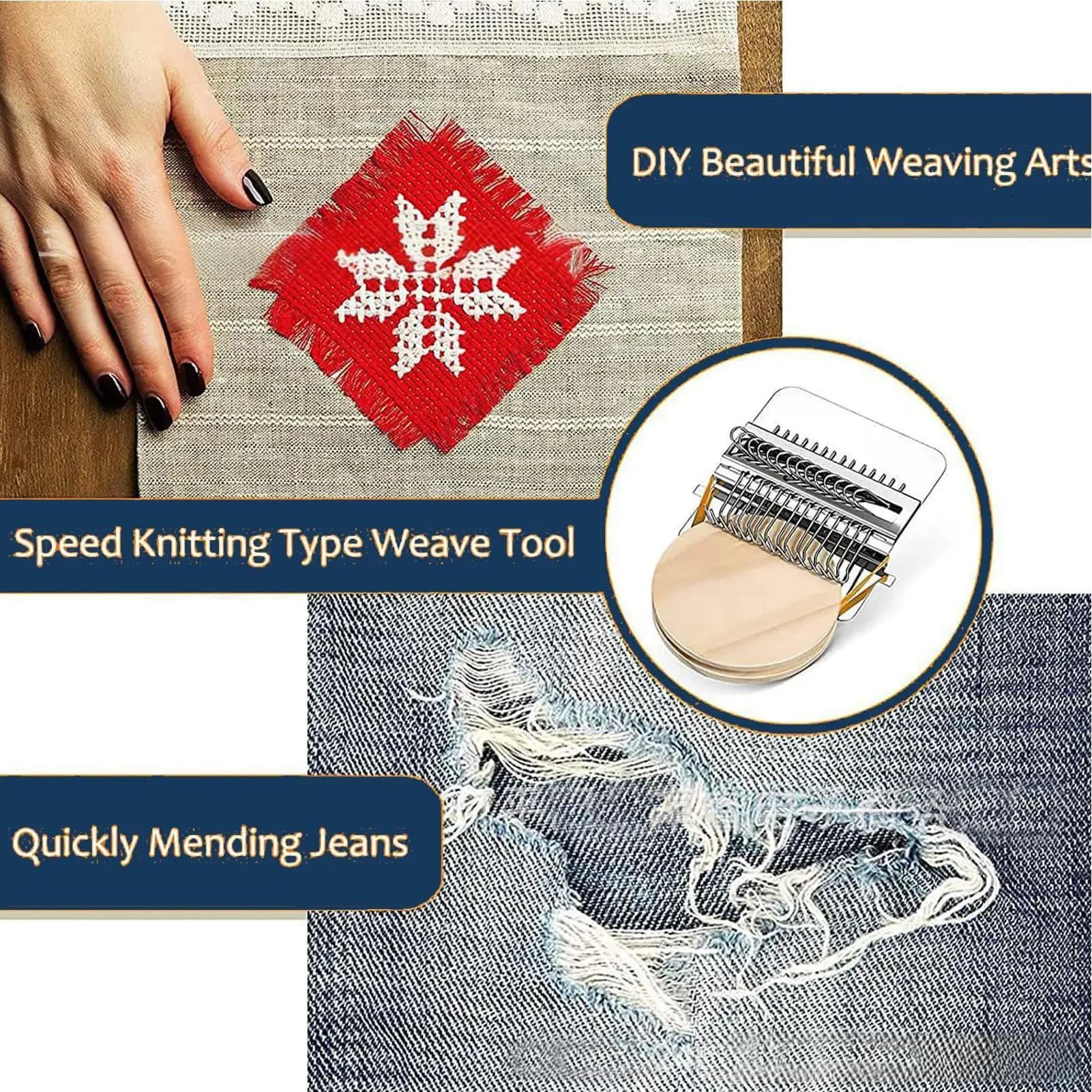 Knit Patch Repair Kit Darning Loom Supplies with Needle Hook for Sweater Clothing Mending Craft DIY Handmade Fixing Tools