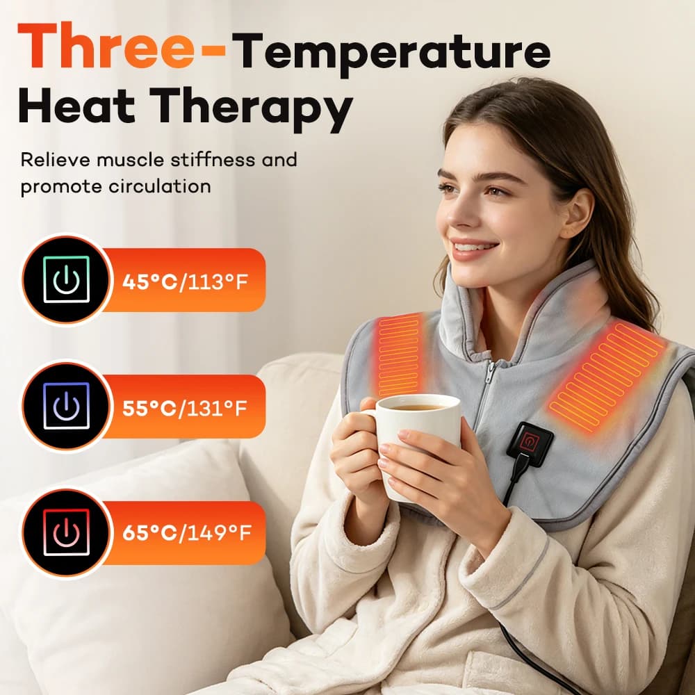 Electric Heating Pad For Neck Shoulder And Back 3 Levels Hot Compress Cervical Shawl Warming Blanket USB Heated Neck Wrap