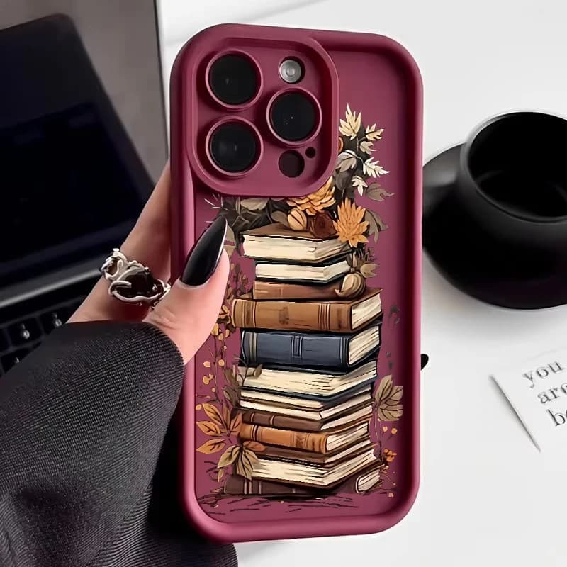 Phone Case Model Vintage Books for iPhone 17 Air 16 Pro 15 14 12 13 Pro Max 16e 11 Silicone Soft Cover for iPhone 15 16 Plus