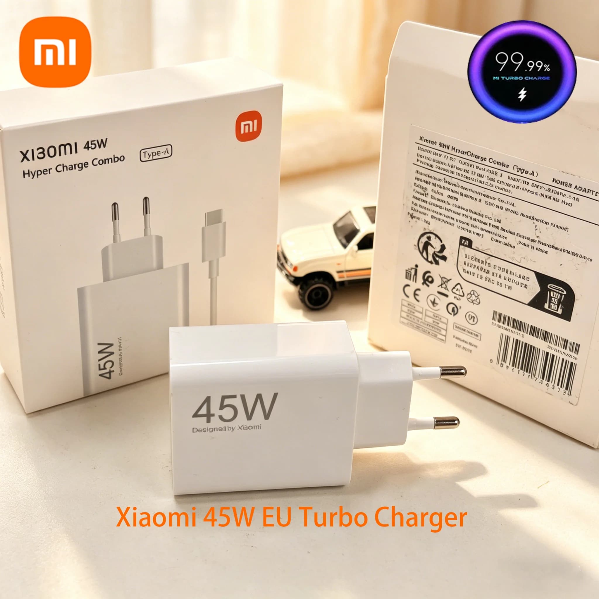 Xiaomi EU Charger Turbo 45W Charge 6A 1M Type C Cable For Redmi Note 14 13 12T 11T Pro Mi 13T 12 10 9 Pad 7 6