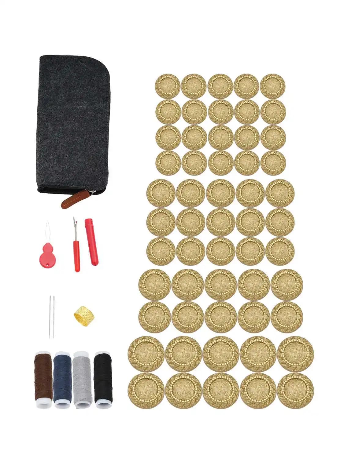 55 Pz/lotto Oro Radiante Sunburst Modello Bottoni Kit di Riparazione Per Cucire 4 Formati per Abbigliamento FAI DA TE Cappotto Blazer Mestiere 15-23mm