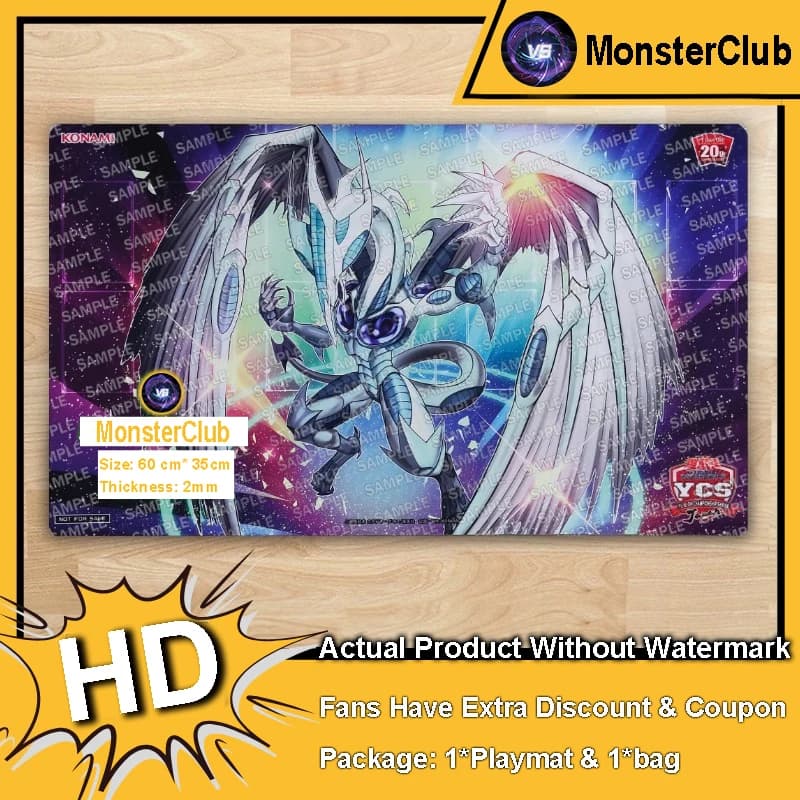 YuGiOh Playmat Stardust Dragon TCG CCG Mat Gioco da tavolo Pad Carte collezionabili Tappetino da gioco Tappetino per mouse in gomma Borsa gratuita 600x350x2mm