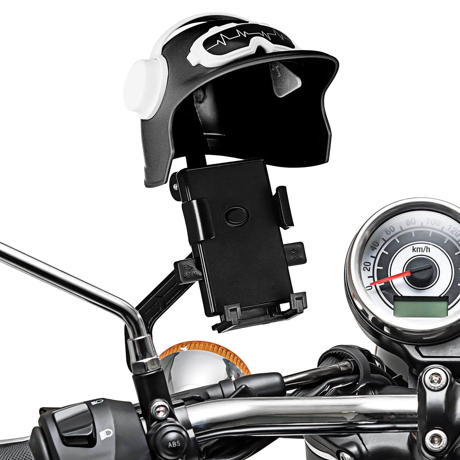 Supporto per Telefono da Moto per Specchietto Retrovisore, Porta Cellulare per Bici con Parasole, Impermeabile, Anti-Vibrazione, Universale per Smartphone