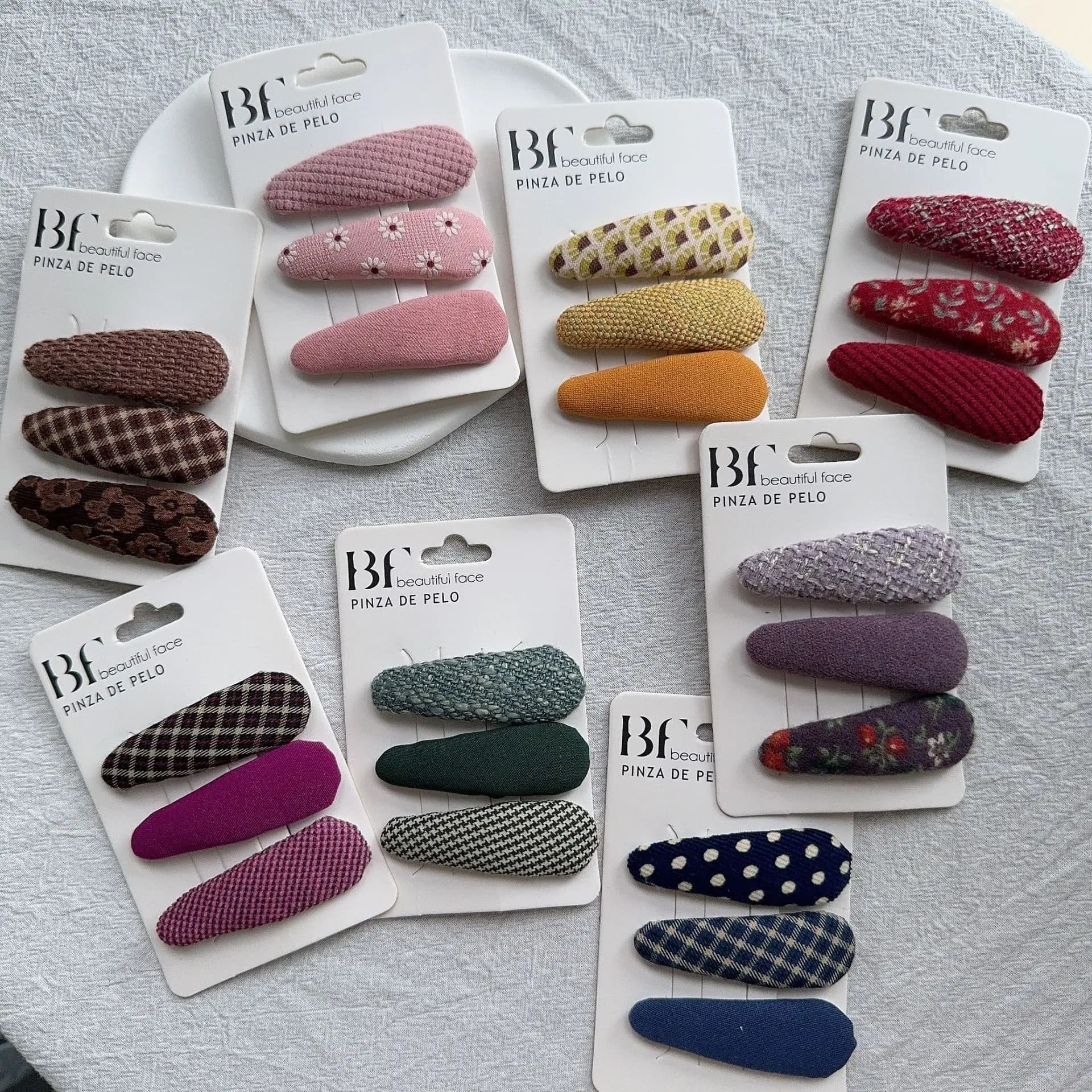 Baby Hair Clips for Girls Oval Snap Clips Embroidery Flower Hairpin Toddler Print Fabric Wrapped Korean Style Hairgrips Winter
