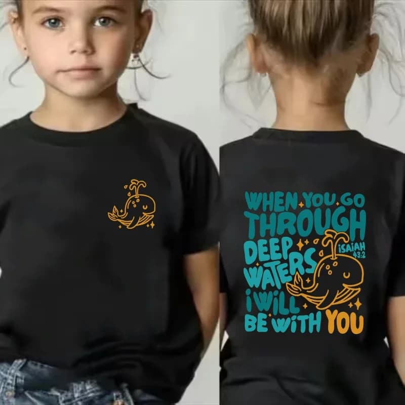 Abbigliamento per bambini T-shirt con stampa di balene T-shirt estive casual alla moda per ragazze e ragazzi Top colorati e carini T-shirt per bambini con scollo a O e maniche corte
