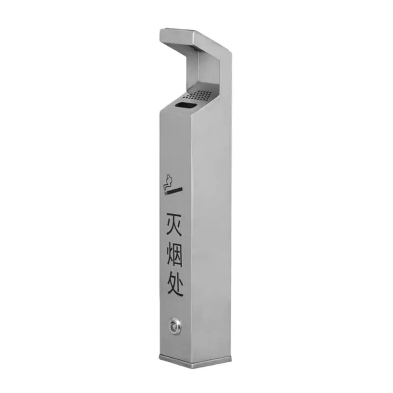 Vertical column stainless steel external wall cigarette butt trash can collector