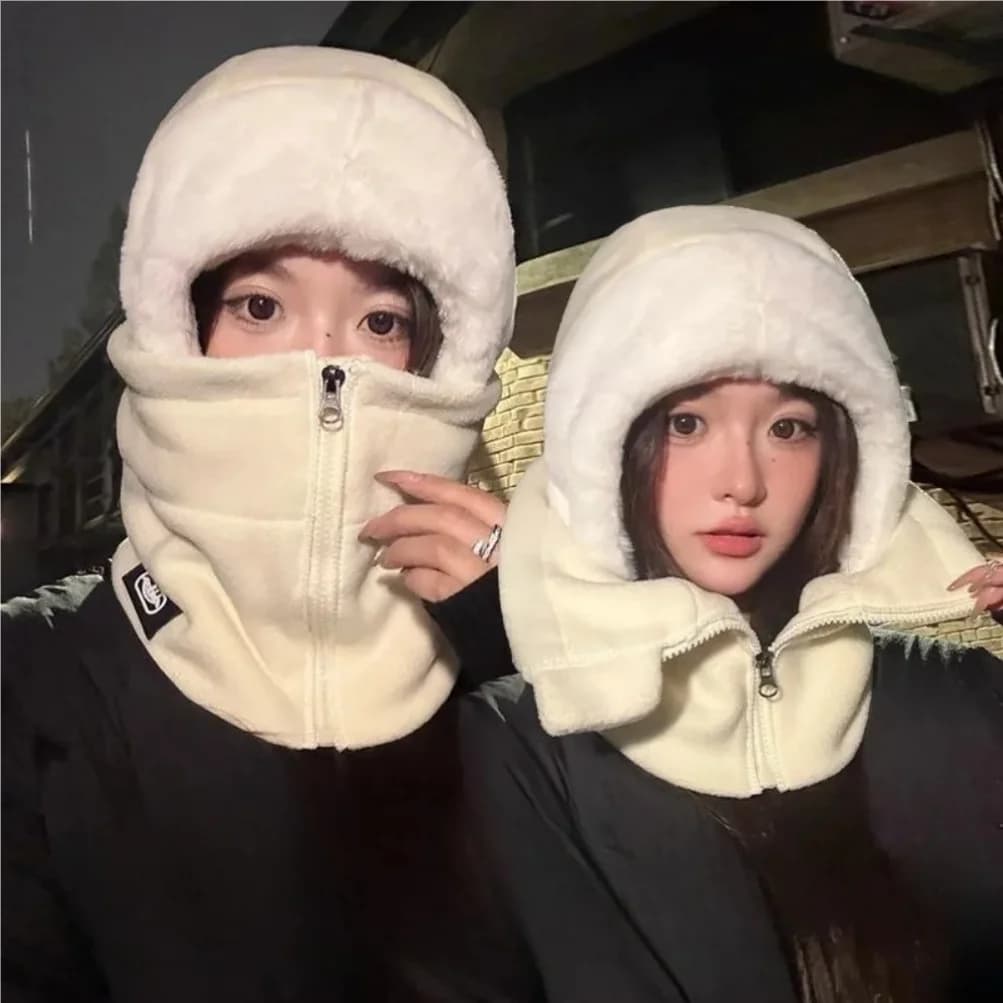 Ghetta da ciclismo antivento con cappuccio integrato con cerniera per uomo donna inverno bici equitazione fodera per casco termico cappelli da ciclismo