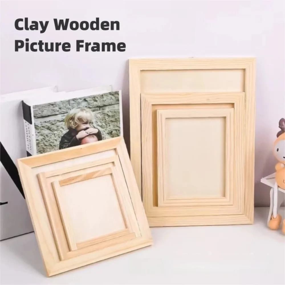 Wooden Blank Clay Frame Multi Size DIY Wooden Photo Holder Party Decor Creartive Picture Frame Children Painting Drawing