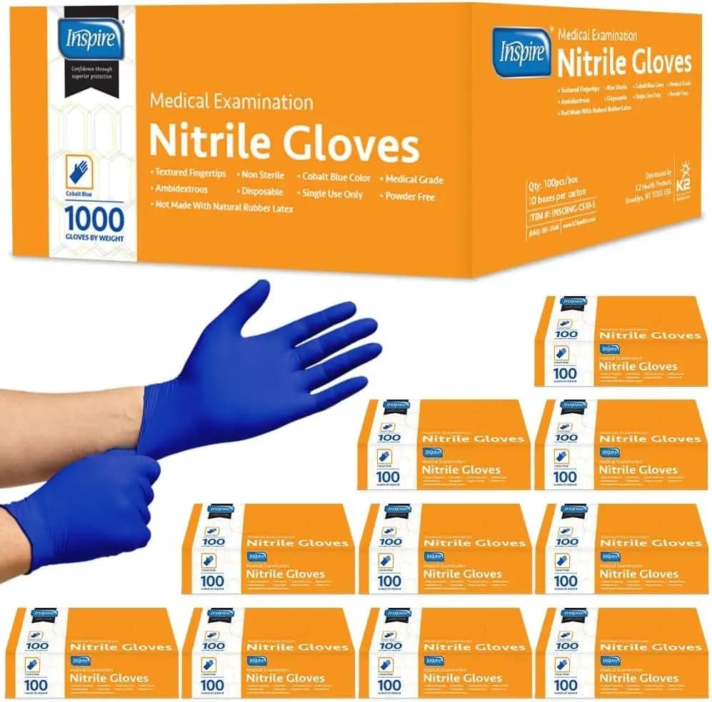 Guanti da Esame in Nitrile Elasticizzato | Blu cobalto | 4,5 milioni | Dispositivi Medici Monouso Senza Lattice per EMT