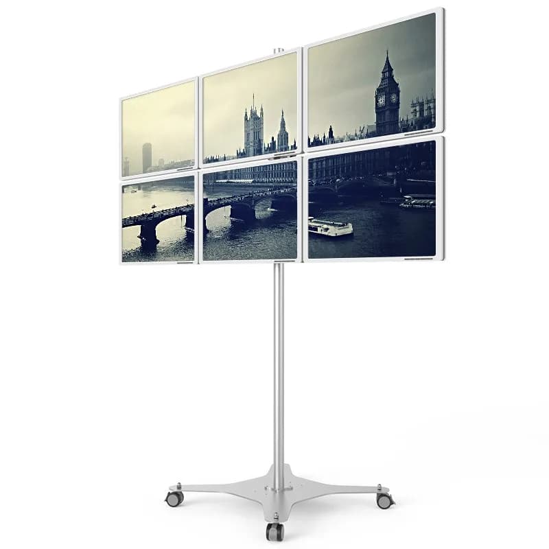 Carrello Multifunzionale Mobile per Postazione di Lavoro con Supporto per Sei Monitor