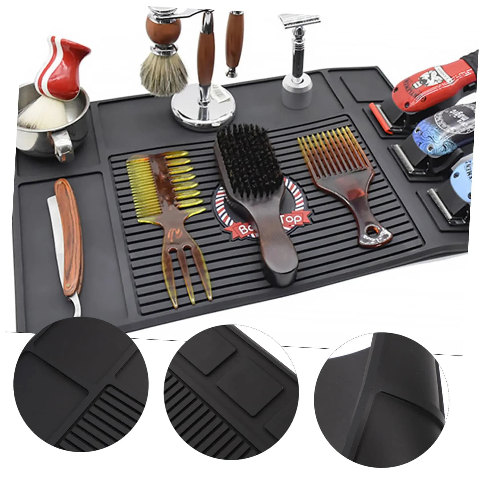Magnetic Tray Silicone Storage Salon Table Mat Heat Resistant Pad Clippers Scissors Trimmers Holder Anti-skid Barbershop Tools