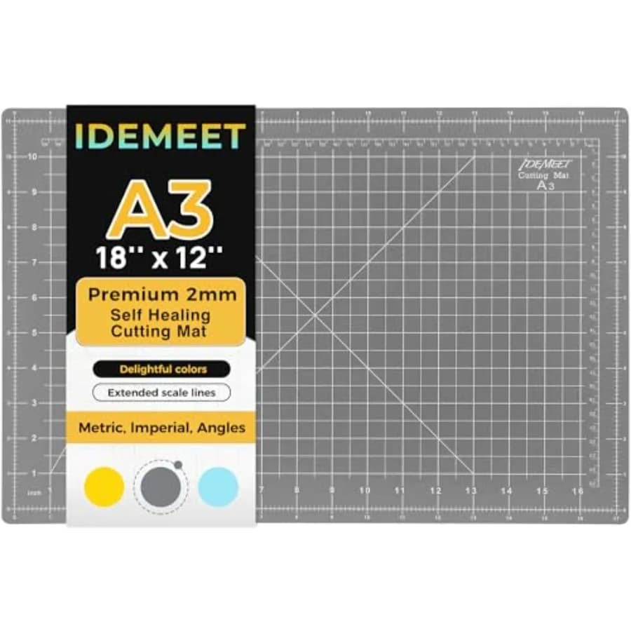Premium Self Healing Cutting Mat 18'' x 12'', A3 Non-slip Sewing Mat for Quilting, 5-Ply Rotary Cutting Board Double-Sided for
