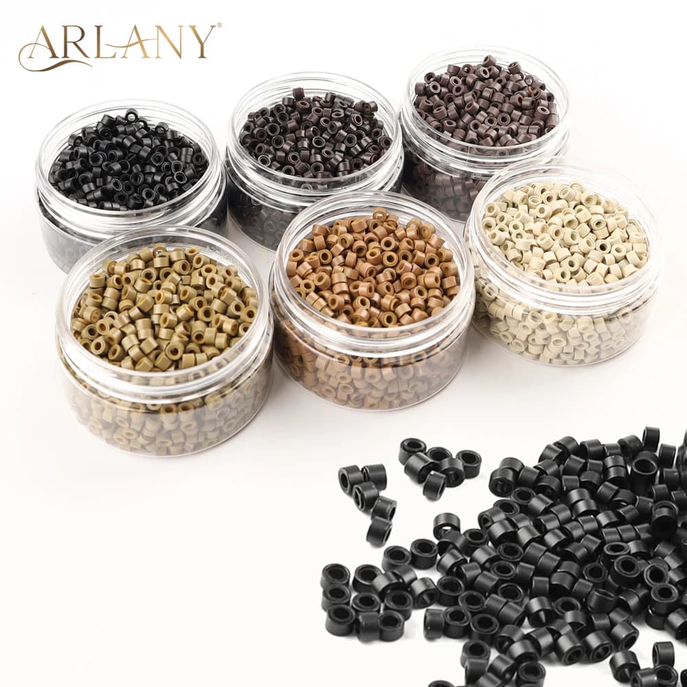 ARLANY 1000 pezzi estensioni dei capelli perline 5mm estensione invisibile micro perline estensioni dei capelli micro anelli collegamenti con rivestimento in silicone