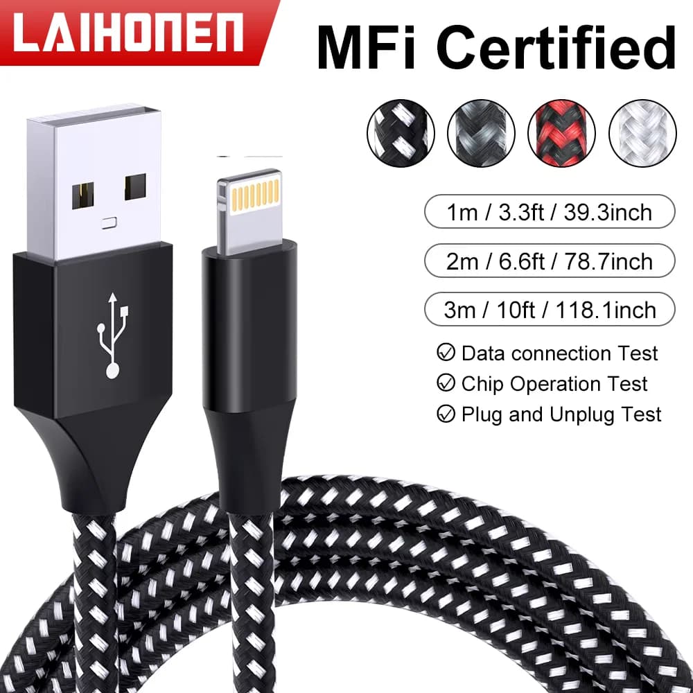LAIHONEN Cavo USB Per iPhone 14 13 12 11 Pro Max XS XR X Cavo di Ricarica Veloce Per iPhone Caricatore Cavo di Illuminazione USB Cavo