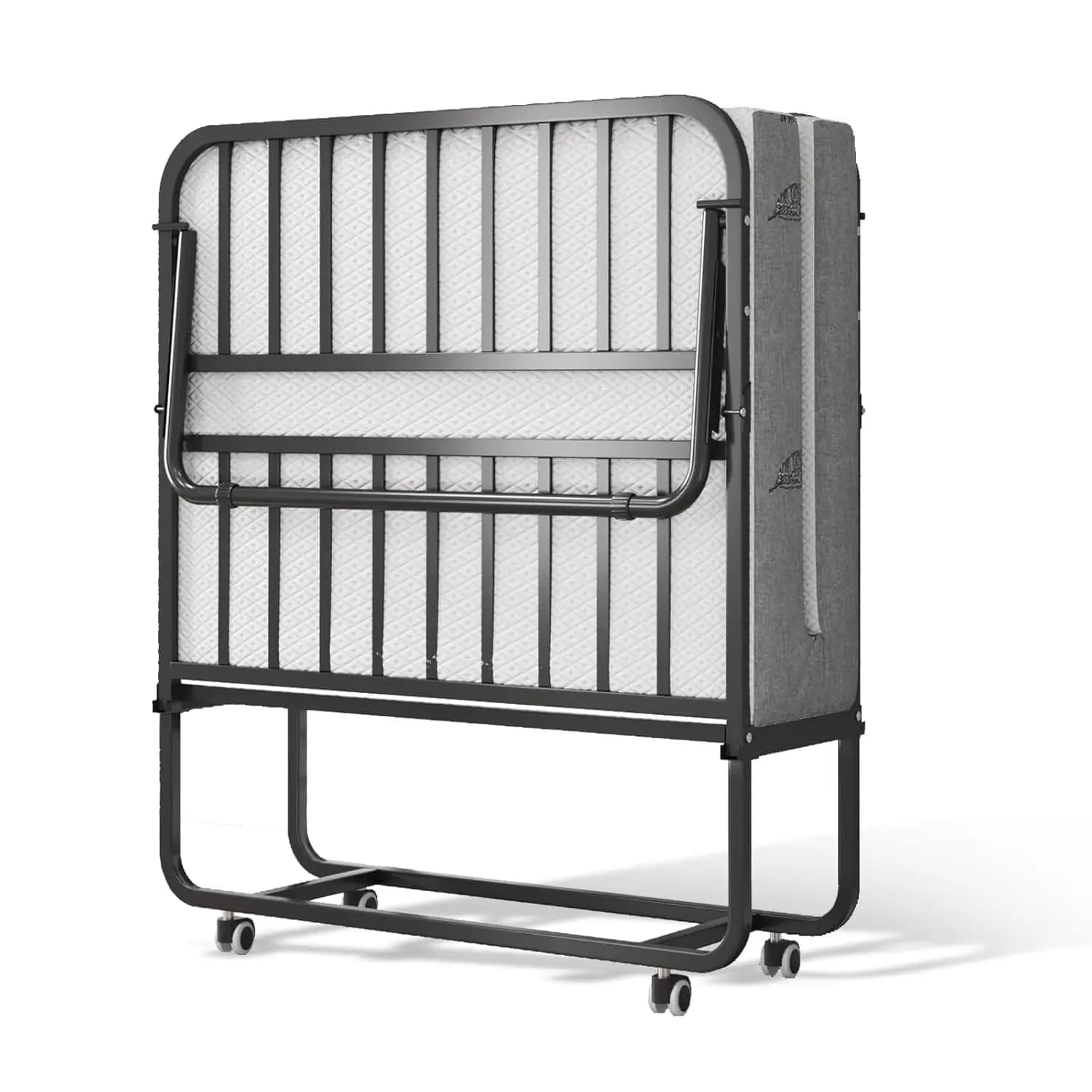 Deluxe Folding Bed 75"×46" with 5 Inch Memory Foam Mat on Wheels for Easy Storage, Customizable