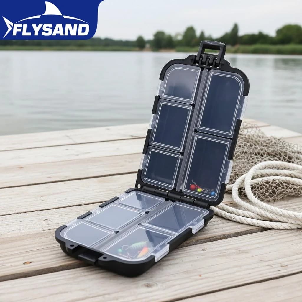 Storage box with 10 compartments, Fishing Equipment Container, Cucchiai Organizer, Ami e Esche, Fishing Accessories
