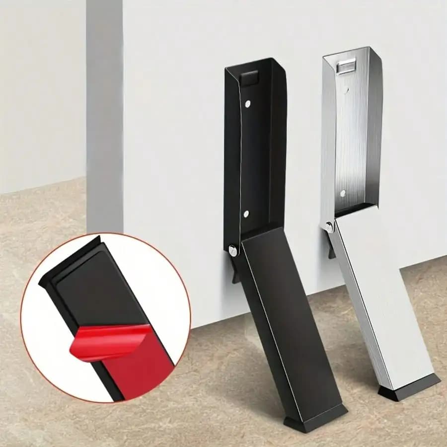 No-Slip Door Stopper: 1-Pack Heavy Duty Foldable Steel Stopper with Rubber Grip for Home, Office & Pets