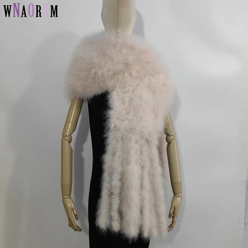 Scarf double-sided 100% turkey feather tassel scarf, extended cape, women's formal outfit, outer layer 235cm * 28cm