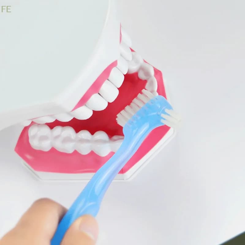 Spazzolino per dentiere a doppia faccia da 1/5 pezzi, spazzola per la pulizia di apparecchi invisibili, per uomo e donna, spazzola per denti finti, strumenti per la pulizia orale