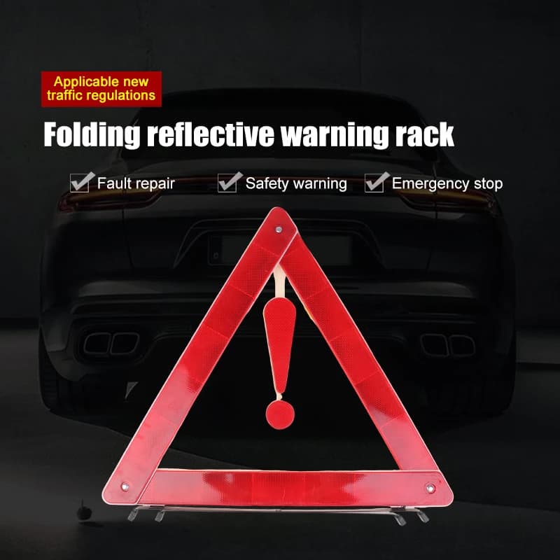 Segnale di Stop Pieghevole a Treppiede per Auto, Strumento di Emergenza e Avvertimento, Triangolo Riflettente Rosso di Sicurezza, Accessori Auto
