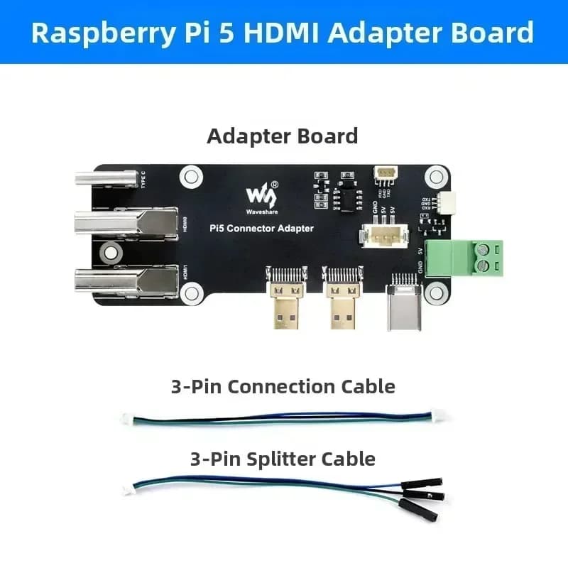 Dual Output 4K for PCIe to M2 Adapter for Raspberry Pi 5, Supports NVMe SSD Formats 2230 and 2242 and SSD Start function