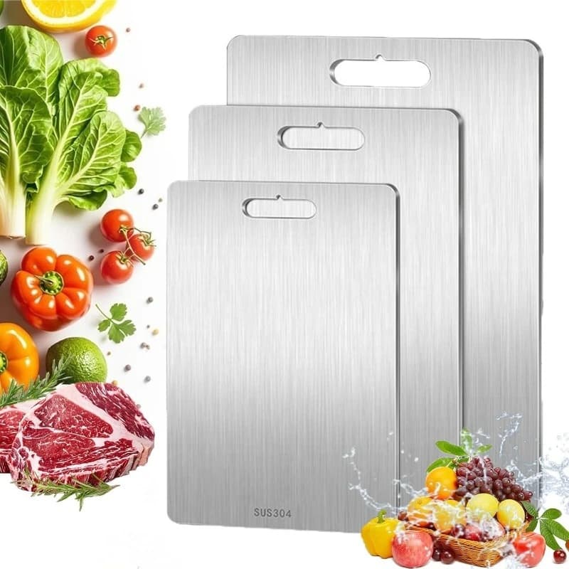 Pack of 3 stainless steel cutter stackable space saving set antibacterial easy to clean smell safe kitchen tool
