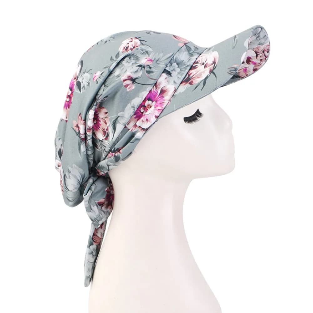 Cappello da Baseball con Stampa Floreale e Laccetti, Traspirante con Visiera, Foulard Estivo, Copricapo Versatile, Turbante per Outfit Quotidiani