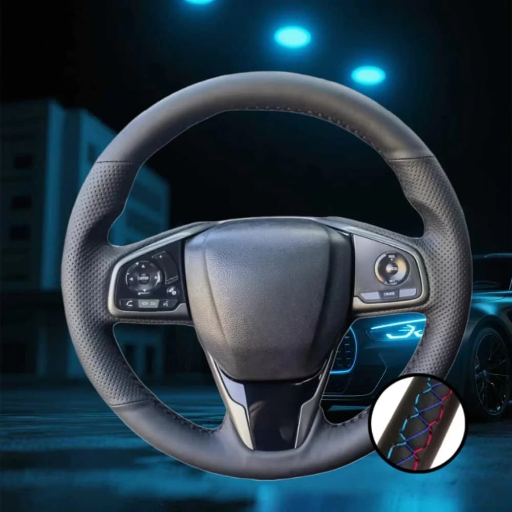 Custom Hand-stitched Black Microfiber Leather Car Steering Wheel Cover For Honda Civic 10 2016-2021 CR-V 2017-2021 Clarity 2018