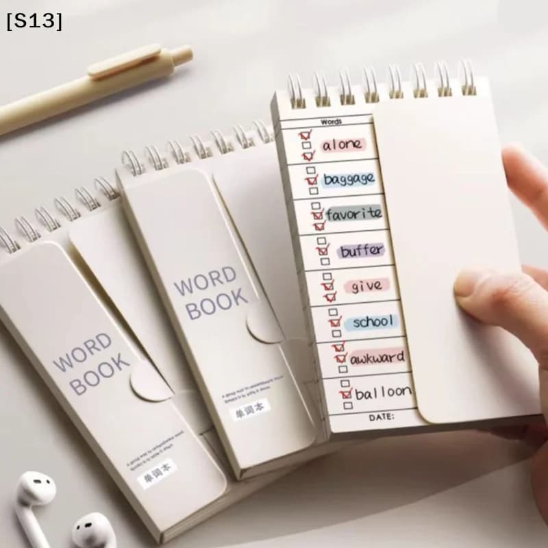 Blocco note portatile per vocabolario - Quaderno a spirale per appunti e memorizzazione con funzione di copertura, ottimo regalo[S13]