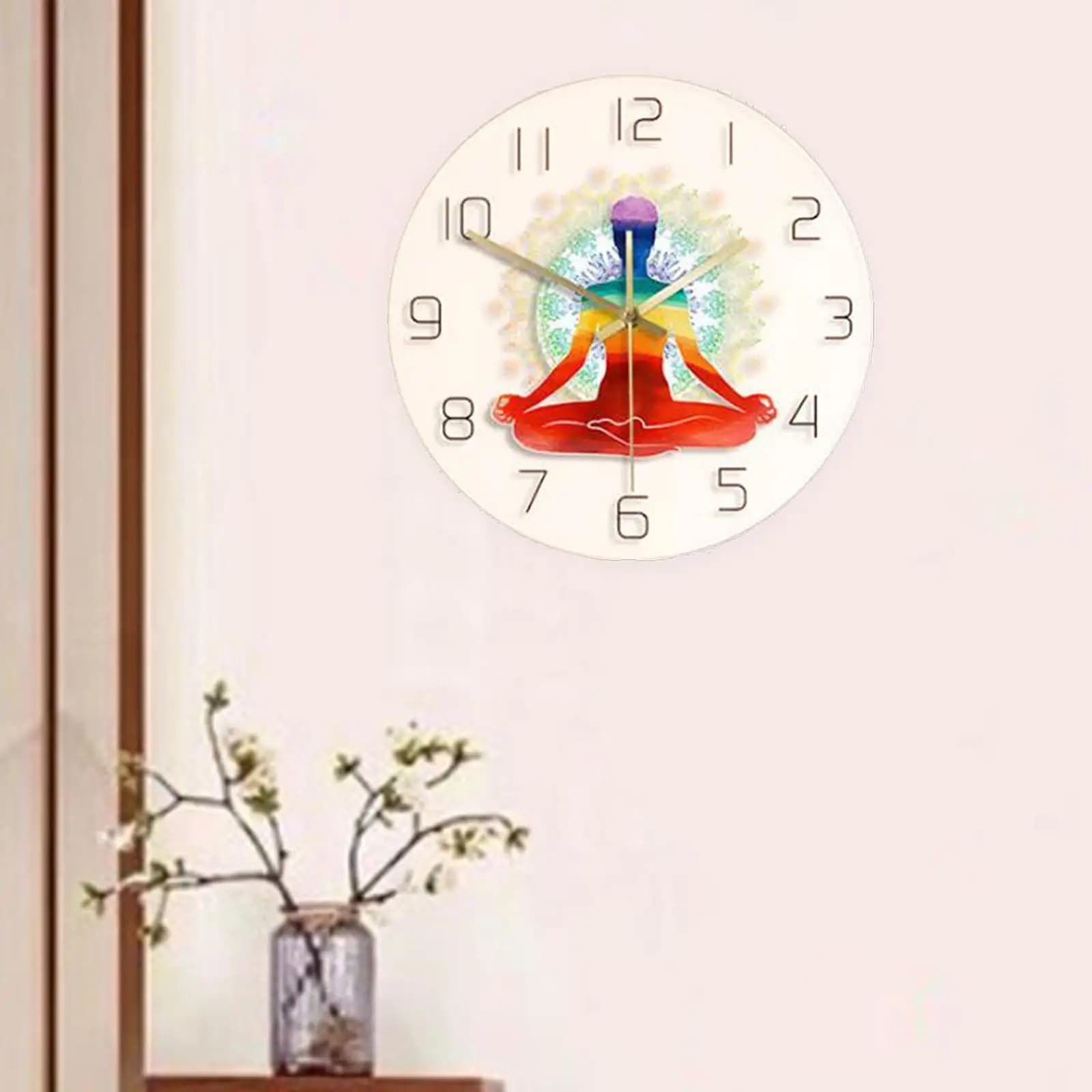 Orologio da parete Yoga, rotondo, moderno, minimalista, semplice, 12 pollici, silenzioso