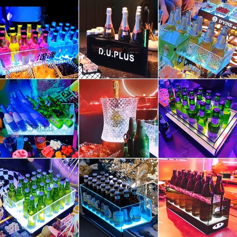 Secchiello refrigeratore per champagne con logo personalizzato, illuminato, 12L, in plastica, con LED, per birra, vino, per feste