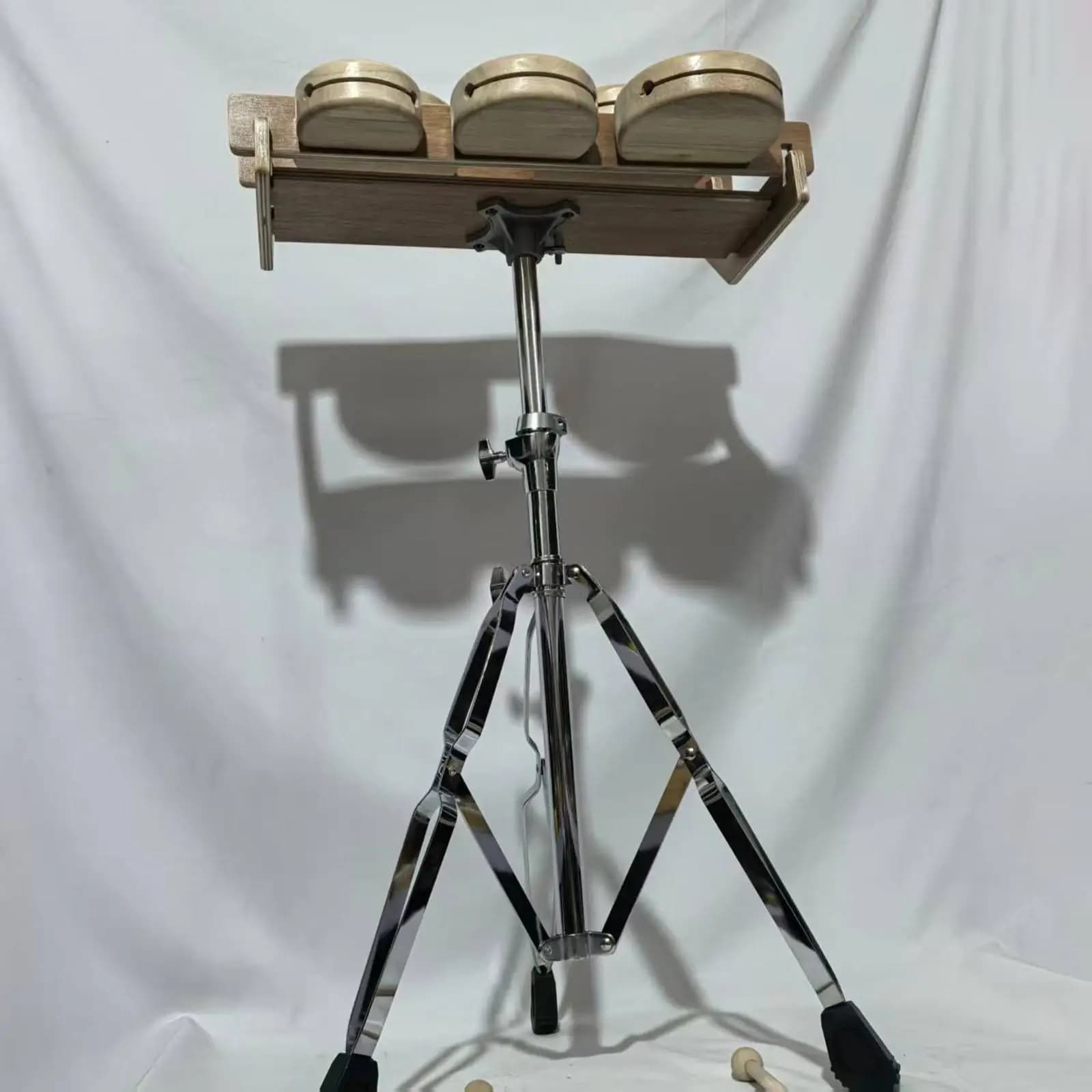 Blocco per Percussioni Professionale in Legno Massello, Strumento Ritmico con Martello per Esibizioni Musicali e Allenamento