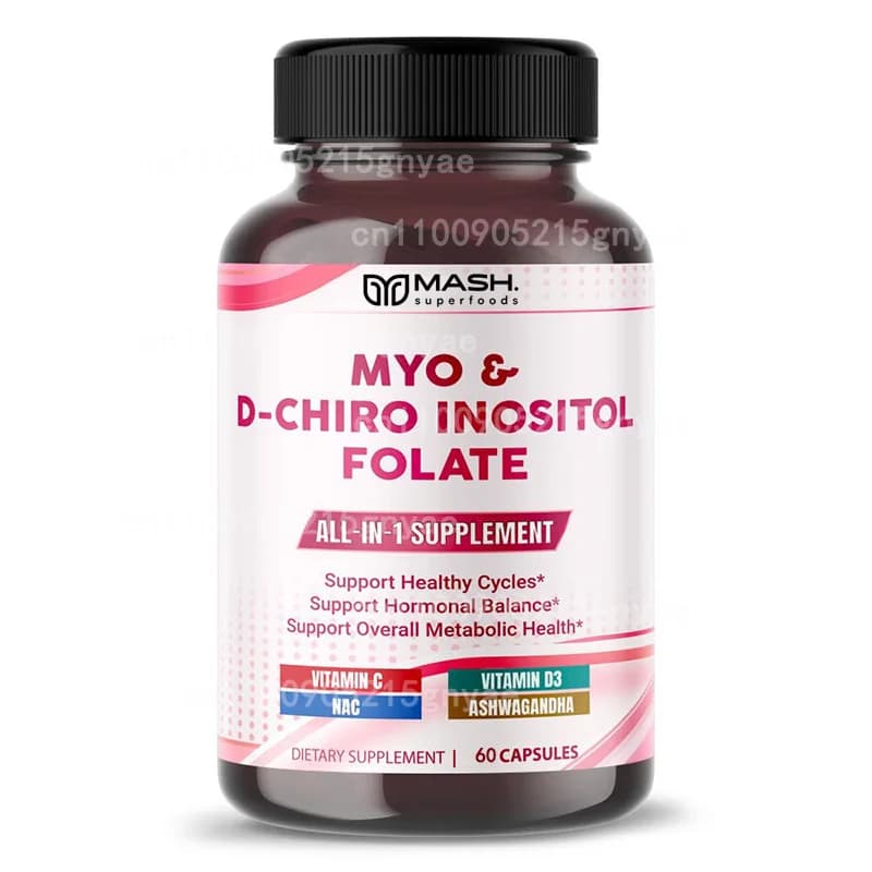 Supplements of inositol without sugar and D-Chiro inositol, containing vitamin D3, crowd, 401 ratio for vegetarians, 60 pills