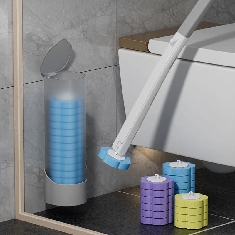 Set di Spazzole per WC Usa e Getta con Testine in Spugna, Pulizia Completa per gli Angoli, Facile da Gettare, Kit per la Pulizia del Bagno Domestico