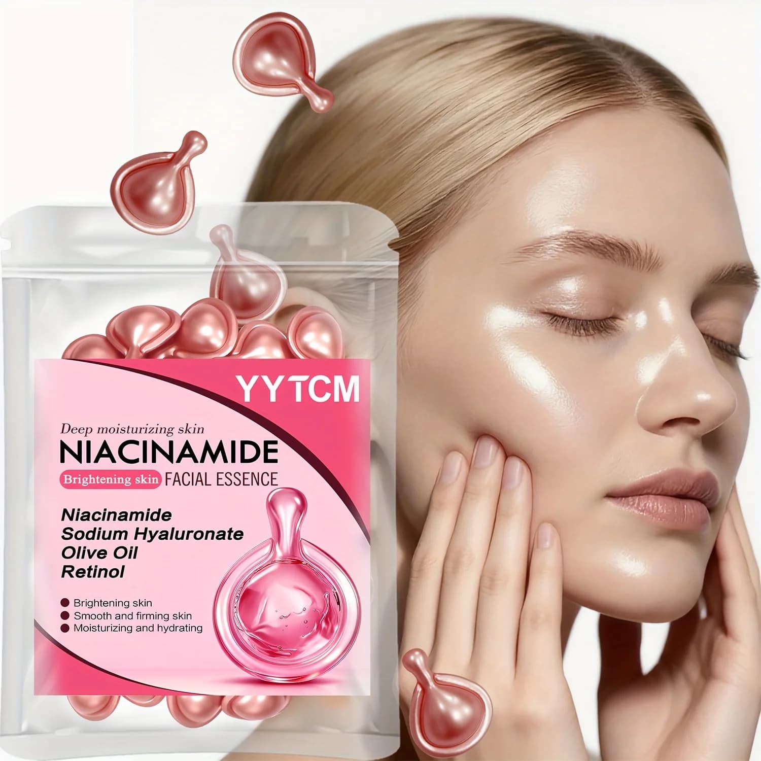 Capsule di Essenza Facciale alla Niacinamide, Contenenti Retinolo, Olio di Oliva, Estratto di Gardenia, Illuminano il Tono della Pelle, Idratano e Nutrono, Levigano e Affinano la Pelle (0,5Gx30 Capsule)/Sacchetto-1 Sacchetto