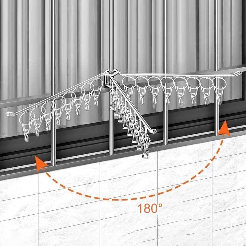Stainless Steel Clothes Rack Socks Dry Socks Artefa Guardrail Multifunctional Clip-on Balcony Socks Storage Rack