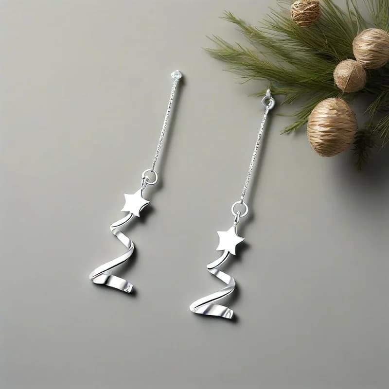 Squisito argento sterling 925 a forma di stella lunga nappa orecchio linea orecchini pendenti per le donne ragazze festa di nozze regalo di gioielli di moda