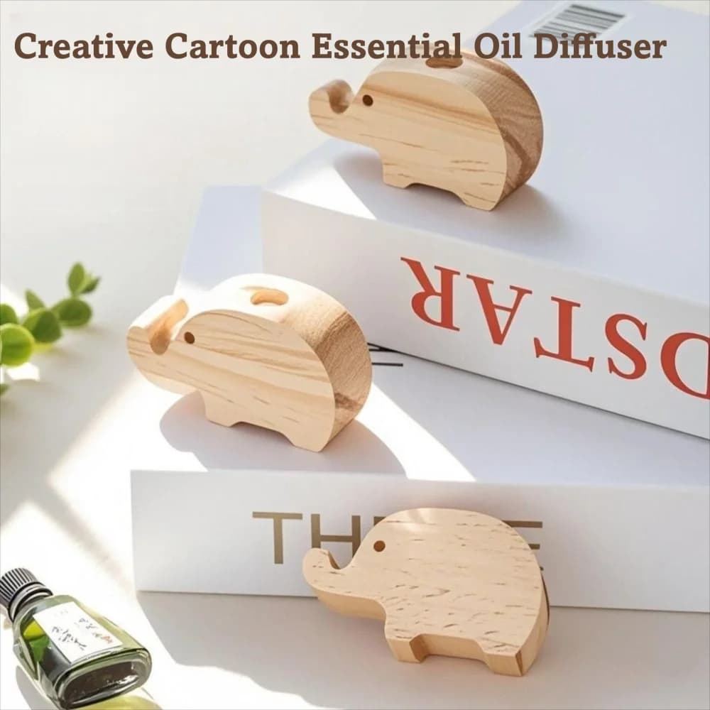 Eco-Friendly Wooden Aromatherapy Diffuser Refreshing Air Fragrance Diffused Wooden Diffuser Bear/Rabbit/Elephant Shape
