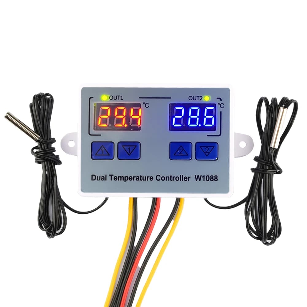 W1088 Doppio LED Sensore di Temperatura Digitale Misuratore di Regolatore Termostato di Riscaldamento Elettrico 220V Acquario Incubatore Termoregolatore