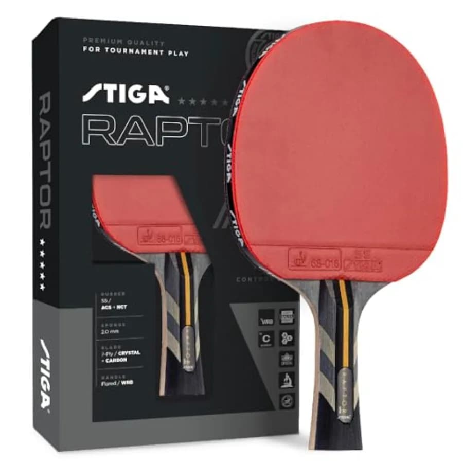 Racchette da Ping Pong Pro Carbon + Raptor di Livello Professionale con Tecnologia in Carbonio per Tornei - Lama a 7 Strati con Fla Ha