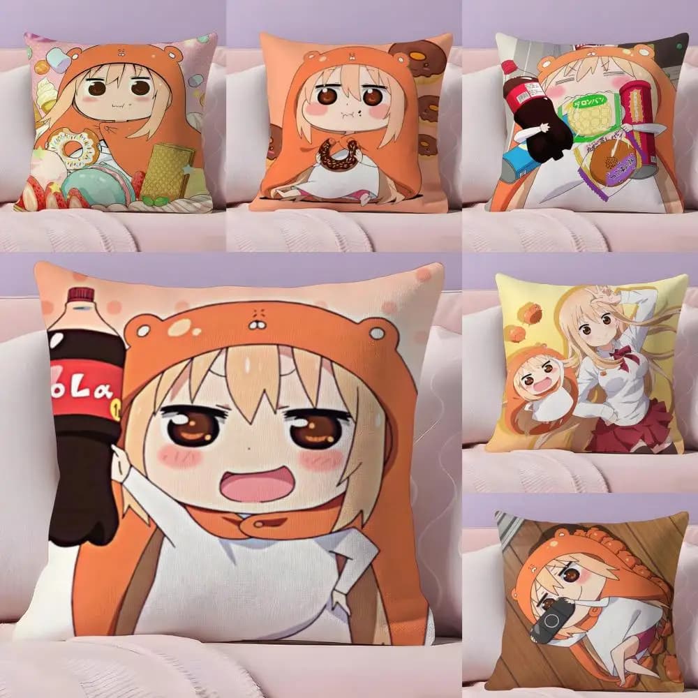 Doma U-Umaru Anime Cushion Cover Plush Fabric Soft Double-Sided Printed Sofa Warm Winter Home Gift Pillow Cover