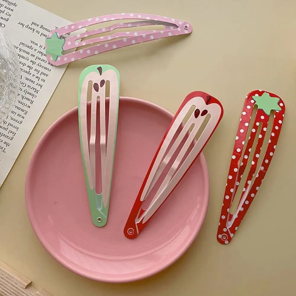 2 Pezzi Fermagli per Capelli Extra Grandi da 15 cm, Serie Frutta (Fragola e Pois), Clip BB, Decorazione per Zaino Kawaii, Fermaglio per Capelli
