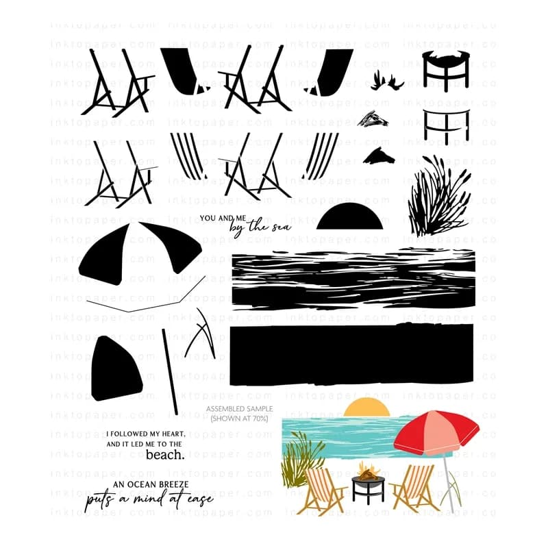 Metal Cutting Dies for Scrapbooking Paper Making Summer Rest by the Sea Embossing Frames Card Craft Clear Stamps Set