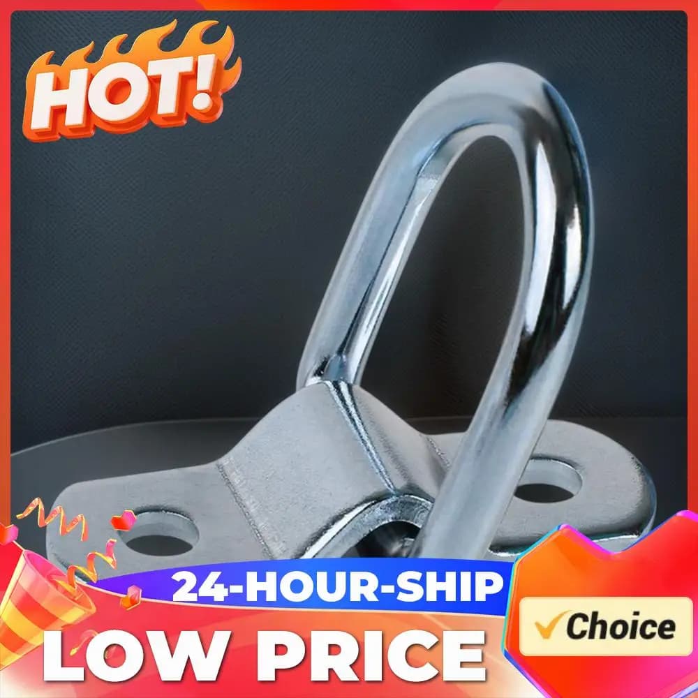 4Pcs 3/8 Steel D-Ring Tie Down Anchor 2400LBS Goods Tie Down Surface Mount D-Ring for Truck RV ATV Boat Floor Wall Surface Mount