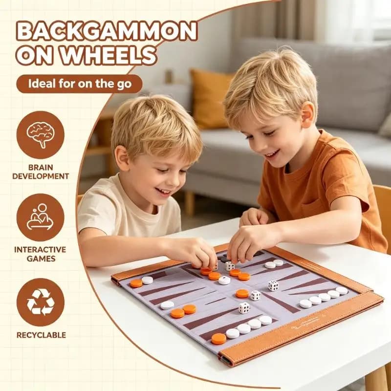 Premium Rolls Up Backgammon Board PU Pelle Backgammon Gioco Mat Board Design pieghevole per campeggio e riunioni sociali 24BD
